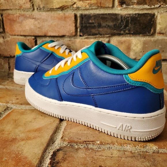 Nike Air Force 1 LV8 1 DBL Double Blue Yellow  BV1084-400 - Picture 3 of 10